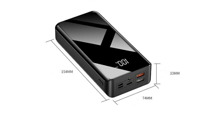 30000mAh Power Bank - Fast Charging Portable Charger with LCD Display - UV Mirror Finish