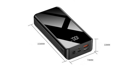 30000mAh Power Bank - Fast Charging Portable Charger with LCD Display - UV Mirror Finish