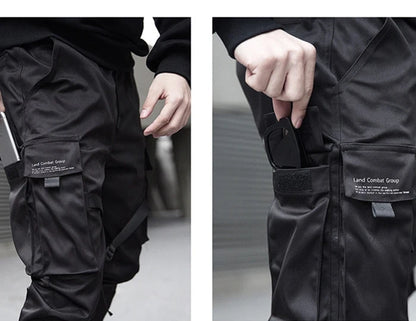 Men's Black Tactical Cargo Jogger Pants - Loose Multi-Pocket Cargo Pants - Streetwear