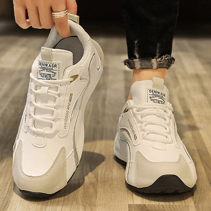 Men's Low-Top Casual Sneakers - Wave Design Lightweight Non-Slip Shoes - Lace Up