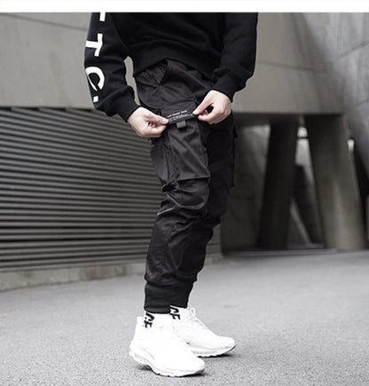Men's Black Tactical Cargo Jogger Pants - Loose Multi-Pocket Cargo Pants - Streetwear