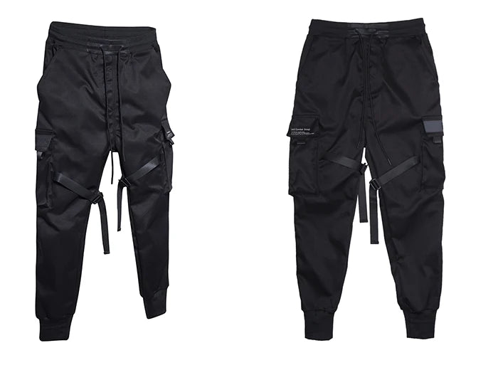 Men's Black Tactical Cargo Jogger Pants - Loose Multi-Pocket Cargo Pants - Streetwear