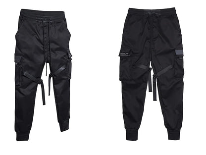 Men's Black Tactical Cargo Jogger Pants - Loose Multi-Pocket Cargo Pants - Streetwear