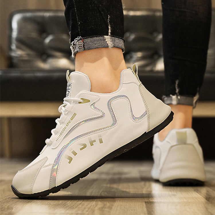 Men's Low-Top Casual Sneakers - Wave Design Lightweight Non-Slip Shoes - Lace Up