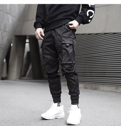 Men's Black Tactical Cargo Jogger Pants - Loose Multi-Pocket Cargo Pants - Streetwear